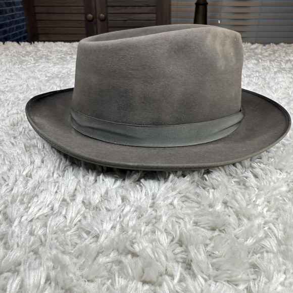 Vintage Champ Hat Fedora Fitted Mens 7 1/4 Gray Featherweight Bound Edge 80s - Picture 5 of 15